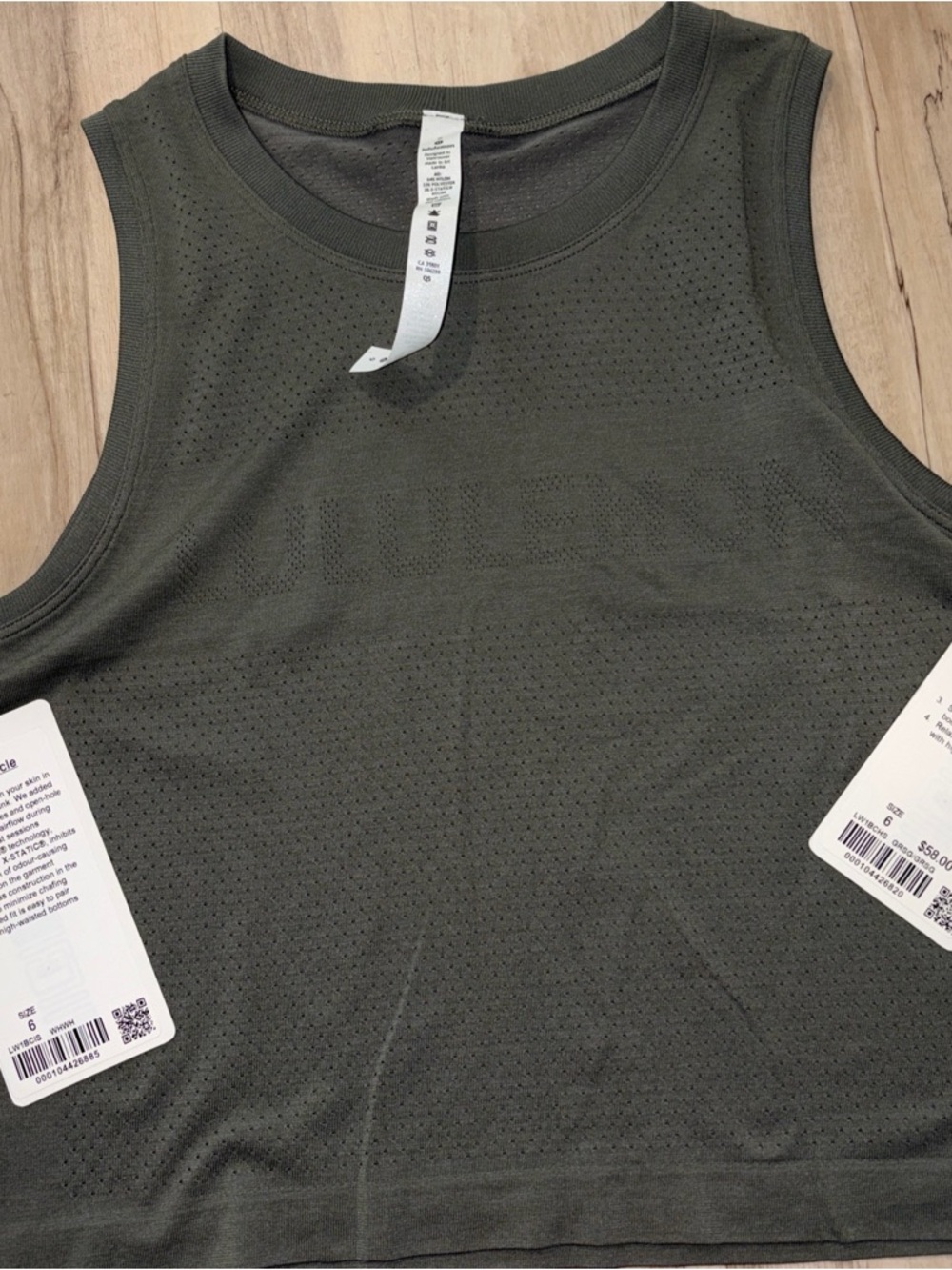 Lululemon Lot Breeze By Muscle Tank Sz 6 White Grey Sage NWT - Picture 4 of 5